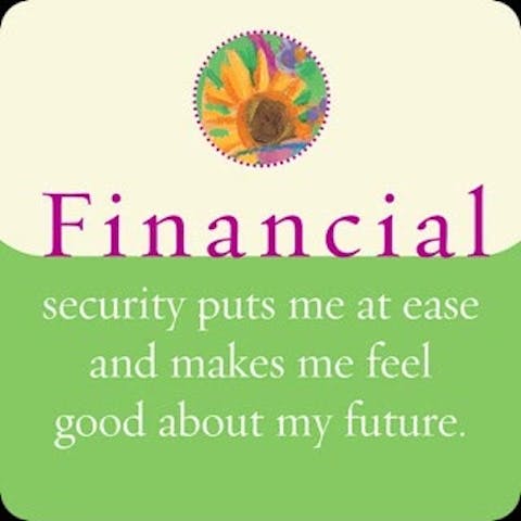 Financiële zekerheid stelt me gerust en zorgt ervoor dat ik me goed voel over de toekomst.