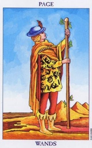 Tarotkaart Staven Page